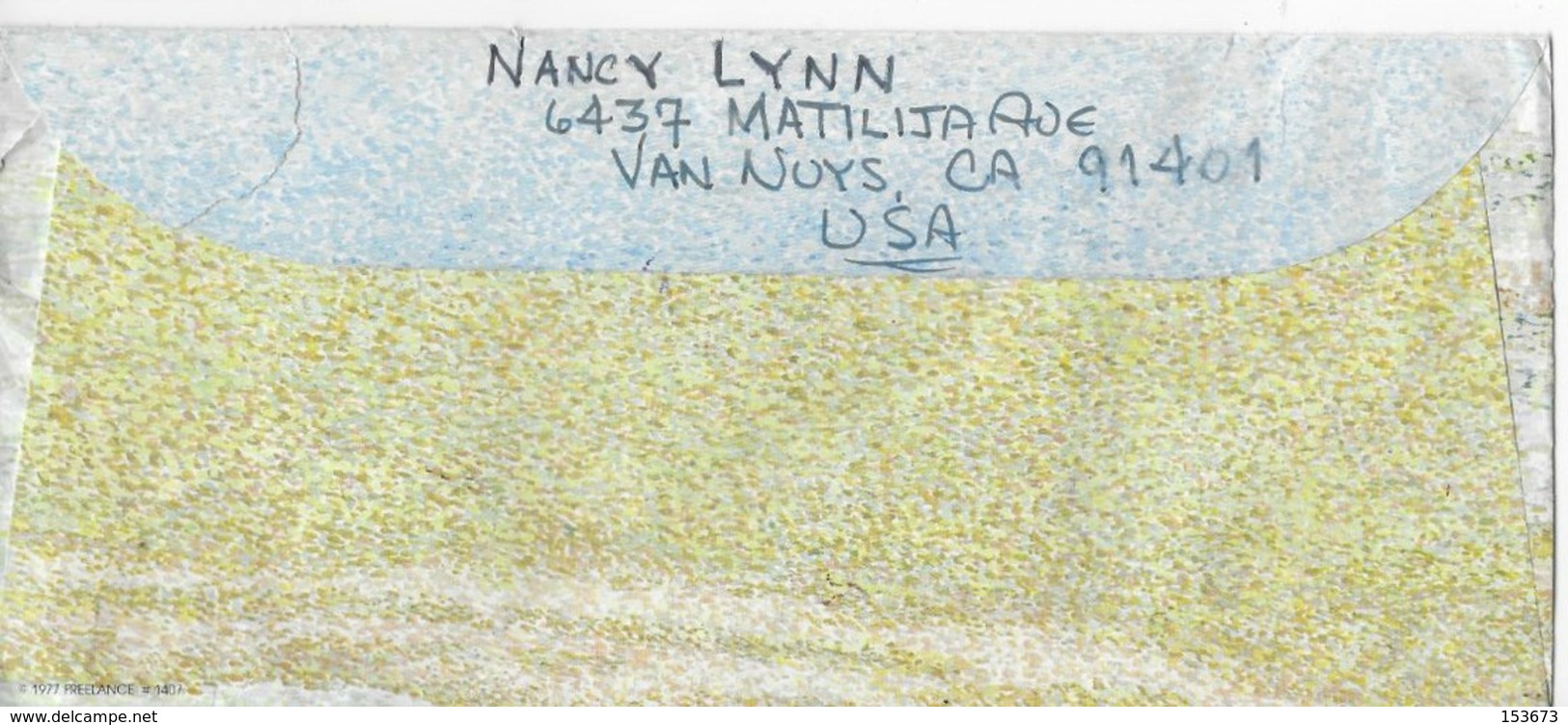 Lettre De Van Nuys, Californie (Etats-Unis) Adressée à Paris 1978 Avec 9 Timbres - Bandes & Multiples