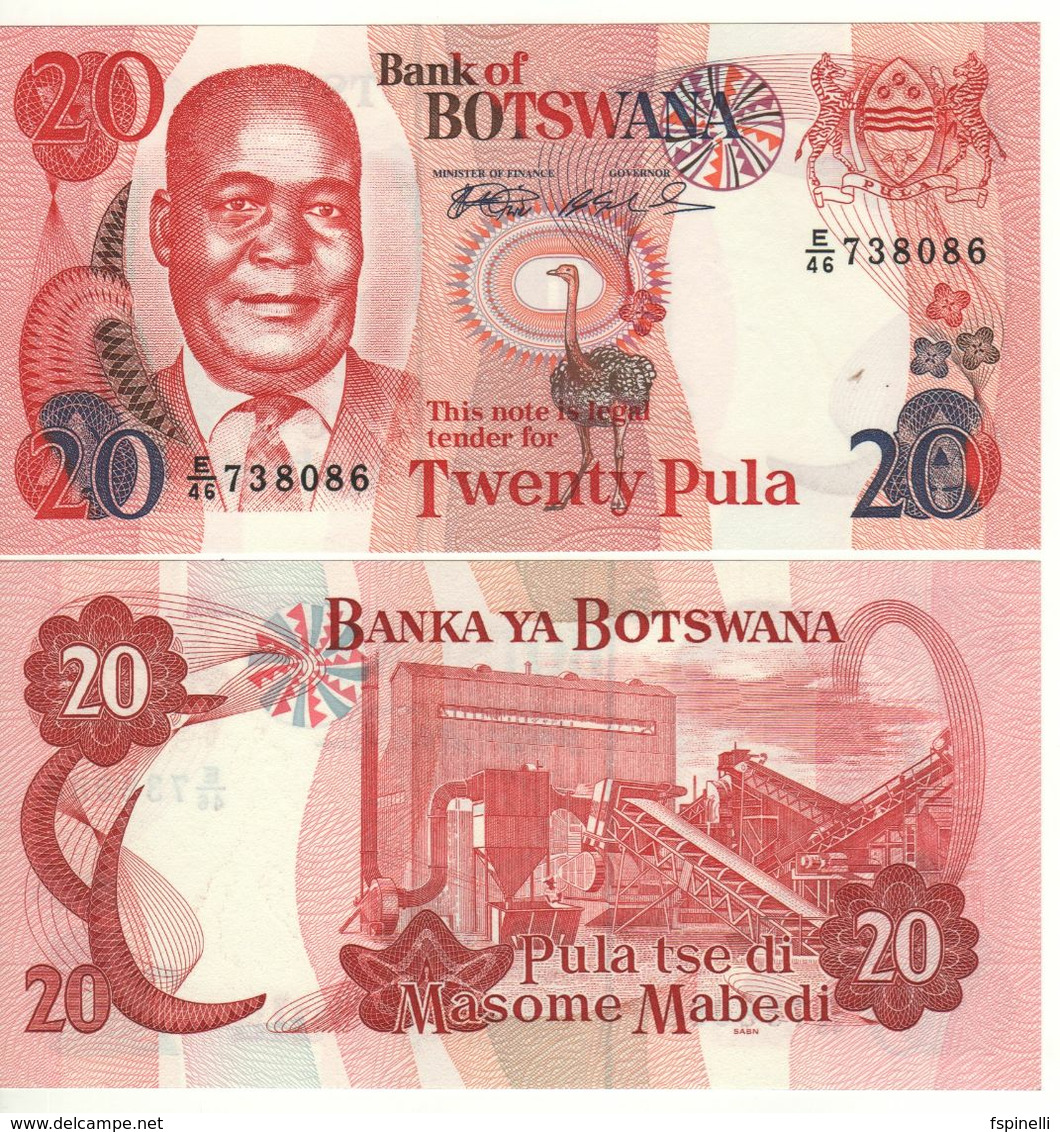 BOTSWANA   20  Pula    P21a  President Kgalemang Tumedisco Motsete - Mining At Back (ND 1999)  UNC - Botswana