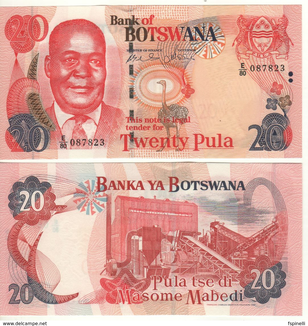 BOTSWANA   20  Pula    P27b  President Kgalemang Tumedisco Motsete - Mining At Back ( 2006 )  UNC - Botswana