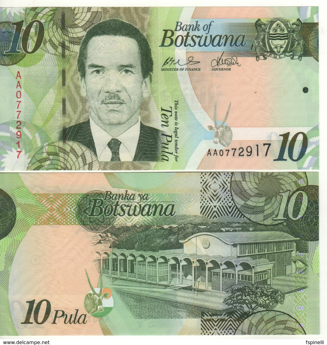 BOTSWANA   10  Pula   P30a  President Seretse Khama Ian Khama -  Parliament Building, Gaborone ( 2009 )   UNC - Botswana