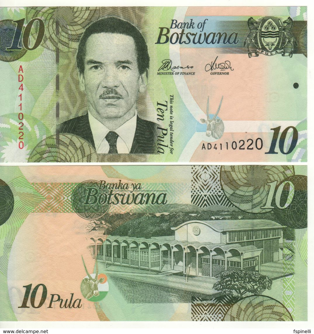 BOTSWANA   10  Pula   P30d  President Seretse Khama Ian Khama -  Parliament Building, Gaborone ( 2014 )   UNC - Botswana