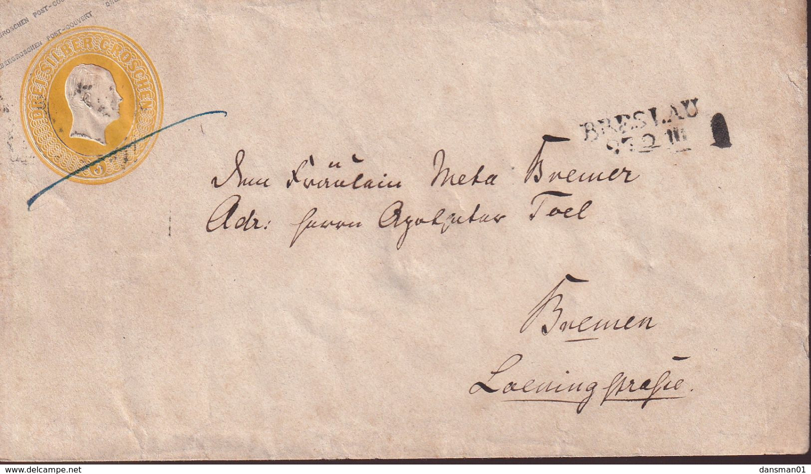Poland Prephilatelic Cover Breslau-Berlin Railway Cancel On Printed Envelope - ...-1860 Prephilately