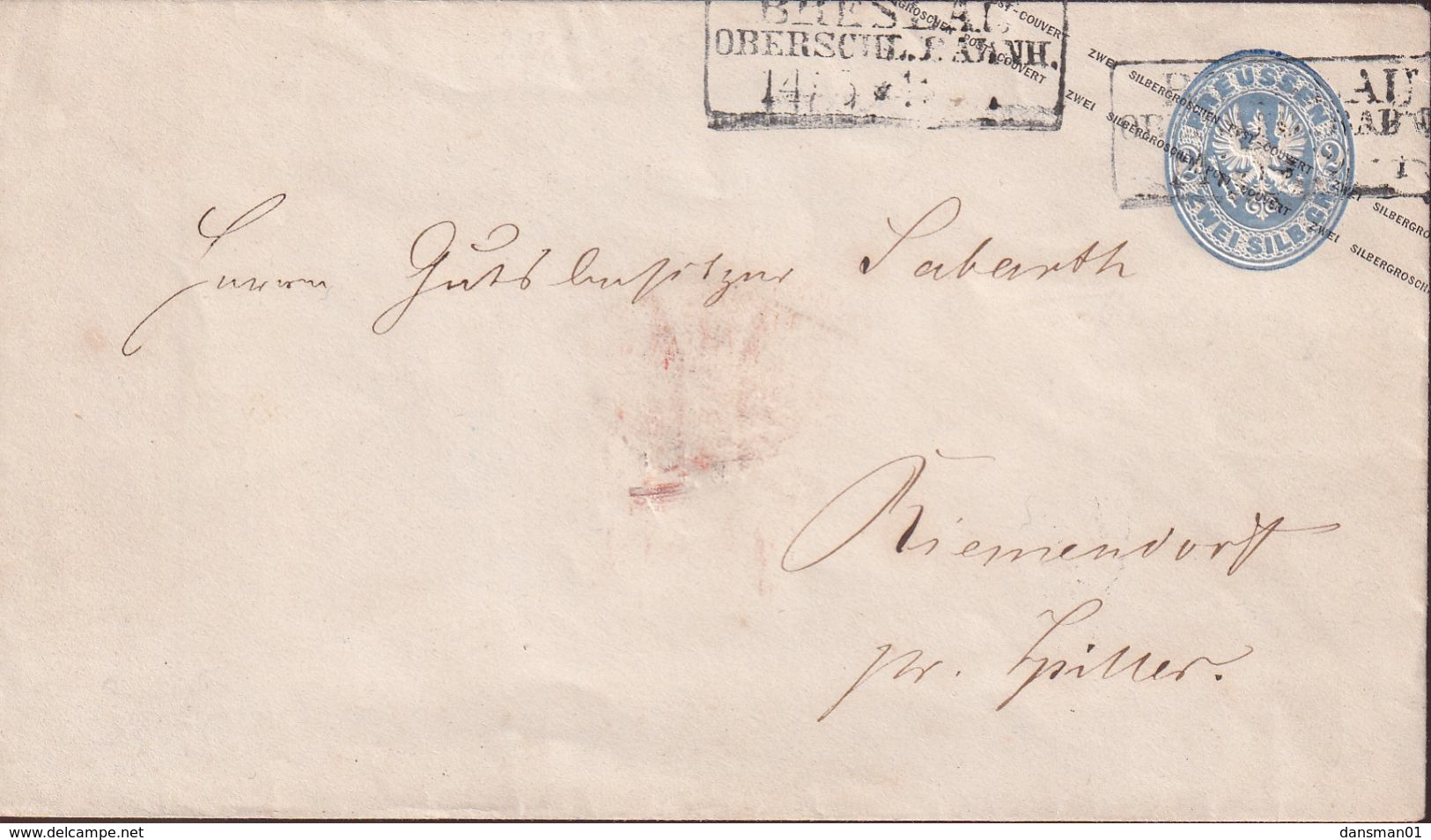 Poland Prussia Cover1862  Oberschlesien Railway Cancel - ...-1860 Prephilately