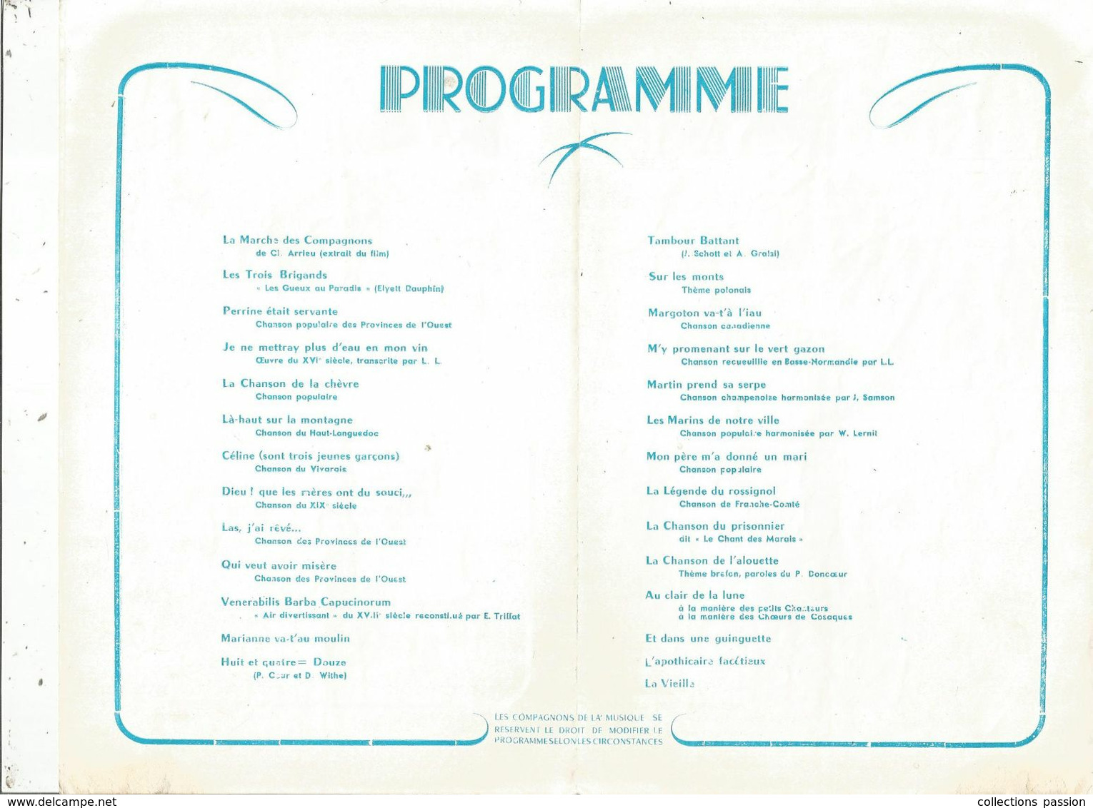 PROGRAMME , Gala Des Compagnons De La Musique , Au Profit De L'église De GUERNES , Dédicacé, 1949, Frais Fr 1.95 E - Programs