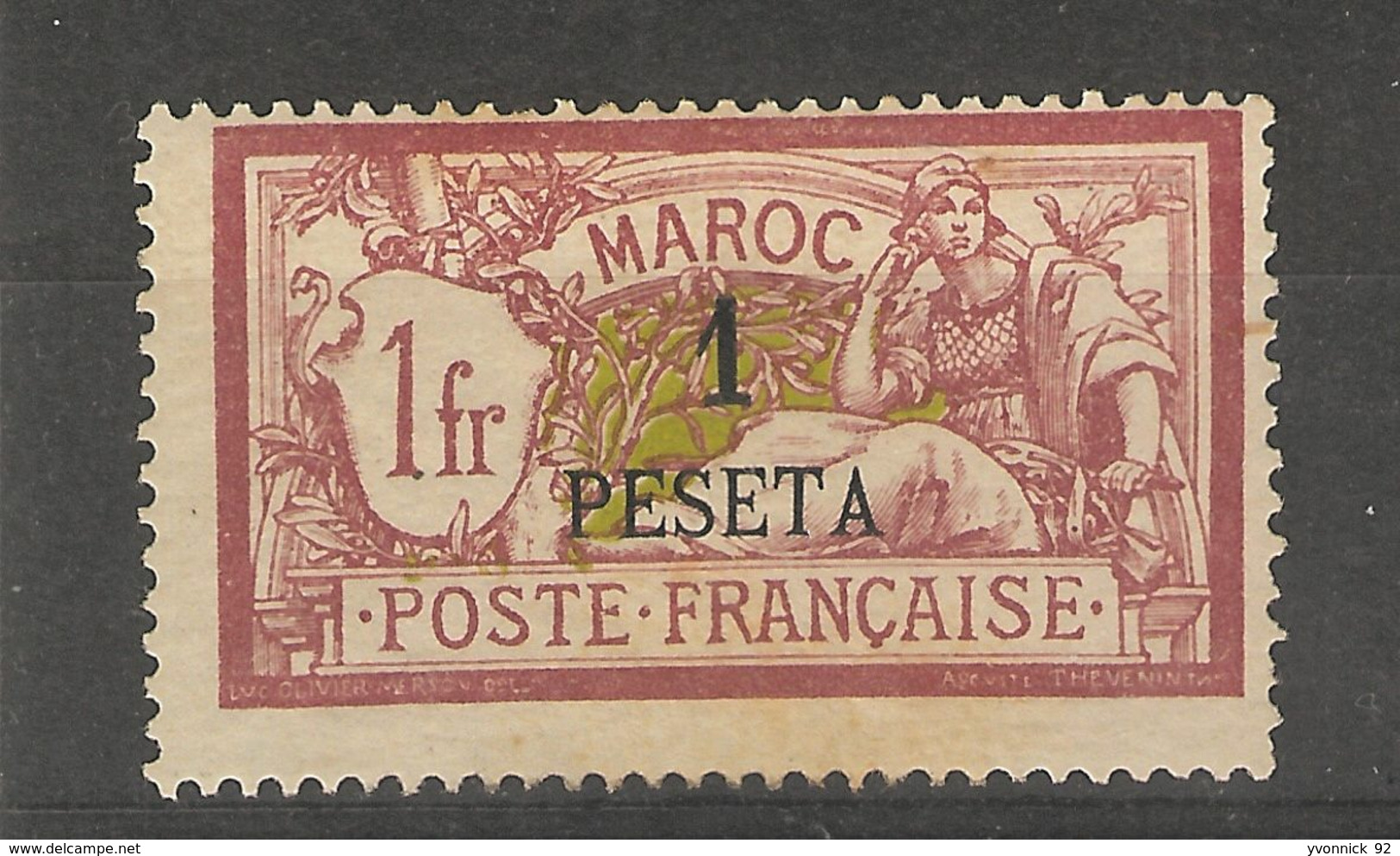 Maroc _ 1902 - 1F Merson  - Surchargé Peseta N°19  (charniére ) - Sonstige & Ohne Zuordnung