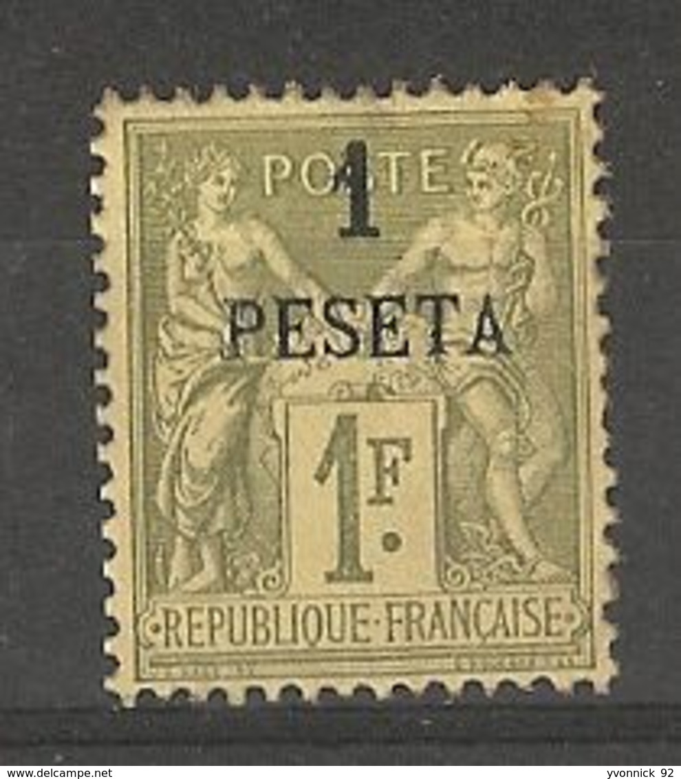 Maroc _ 1891 - 1F Vert  - Surchargé Peseta N°6  (charniére ) - Otros & Sin Clasificación