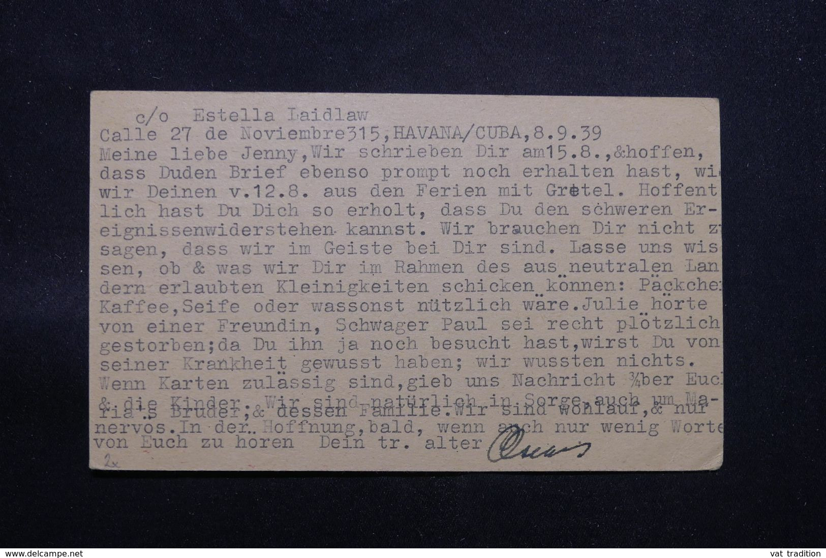 CUBA - Entier Postal + Complément De Habana Pour L'Allemagne En 1939 - L 71299 - Cartas & Documentos