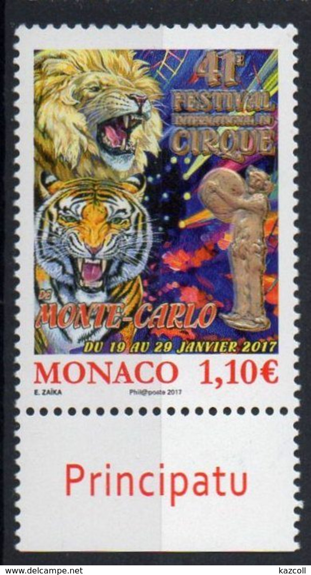 Monaco 2017. International Circus Festival. MNH - Unused Stamps