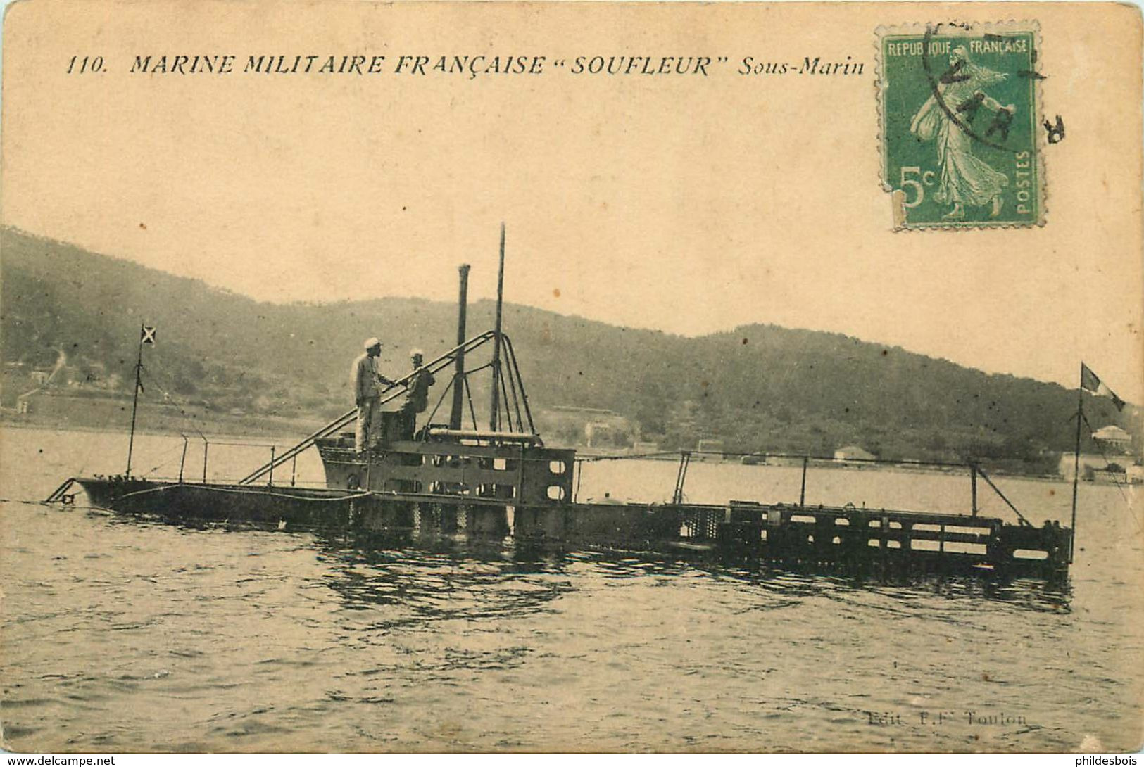 MARINE Militaire Française  SOUFLEUR  Sous Marin - Sottomarini