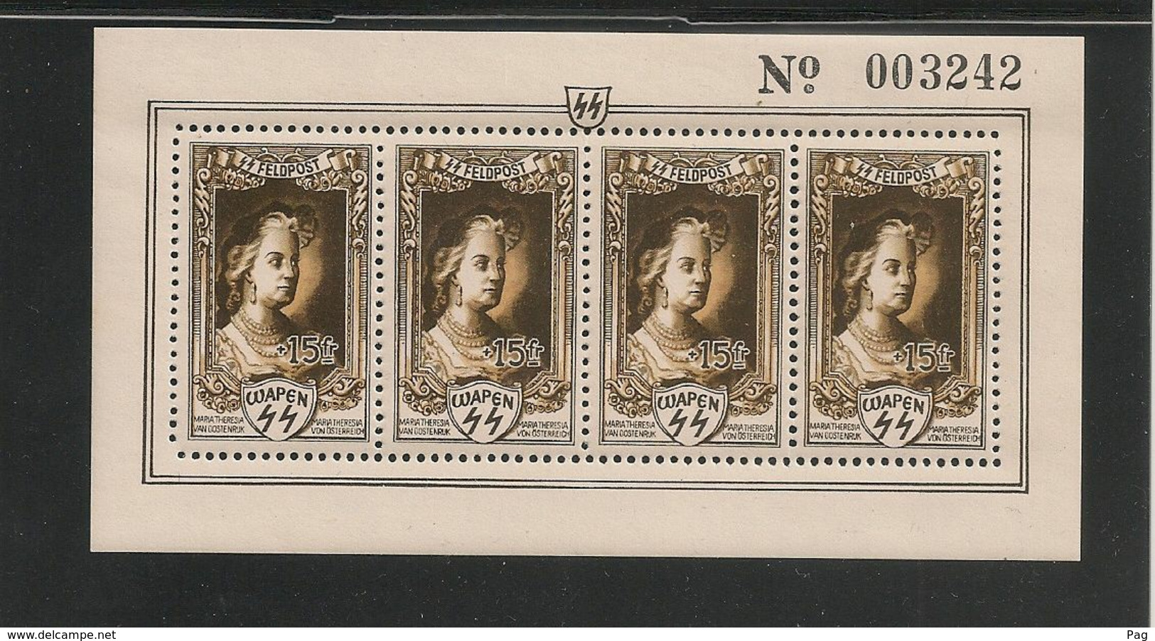 Flämische Legion 1943 - Bloc XII "Maria Theresia " - MNH With Dedicated Numbering - Ocupación 1938 – 45