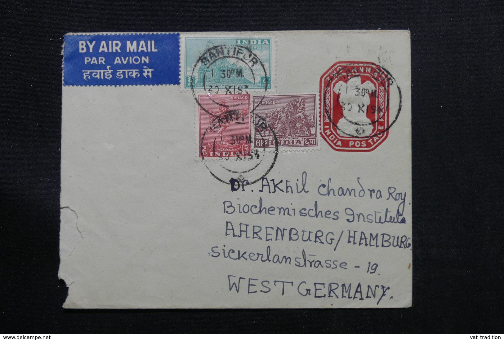 INDE - Entier Postal + Compléments De Santipur En 1954 Pour L 'Allemagne - L 71368 - Covers