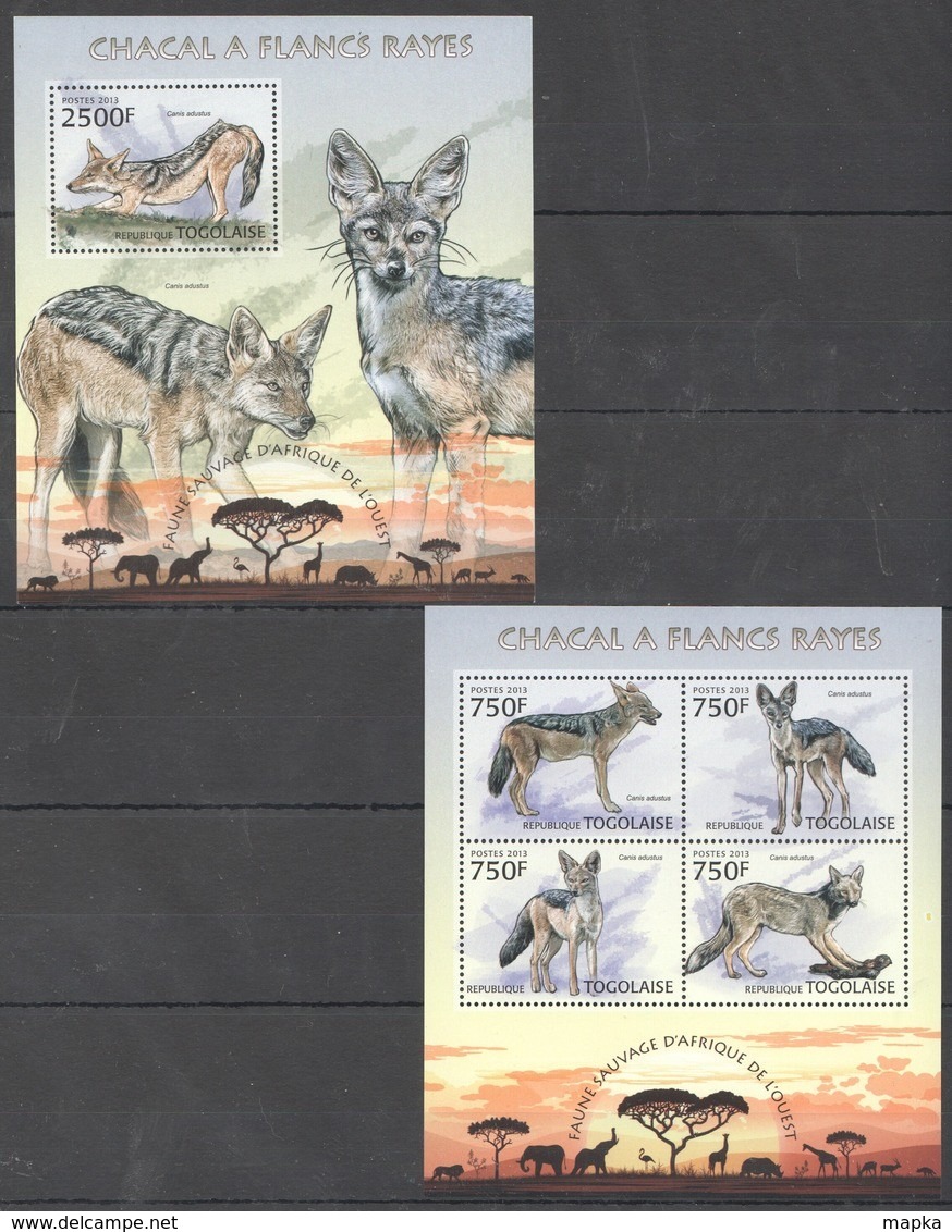 WW385 2013 REPUBLIQUE TOGO TOGOLAISE ANIMALS CHACAL A FLANCS RAYES 1KB+1BL MNH - Other & Unclassified