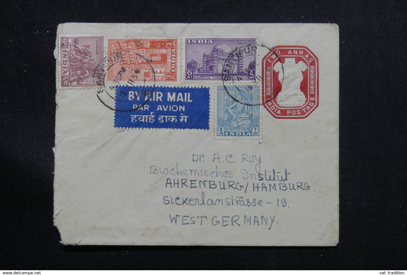 INDE - Entier Postal + Compléments De Santipur En 1954 Pour L 'Allemagne - L 71386 - Sobres