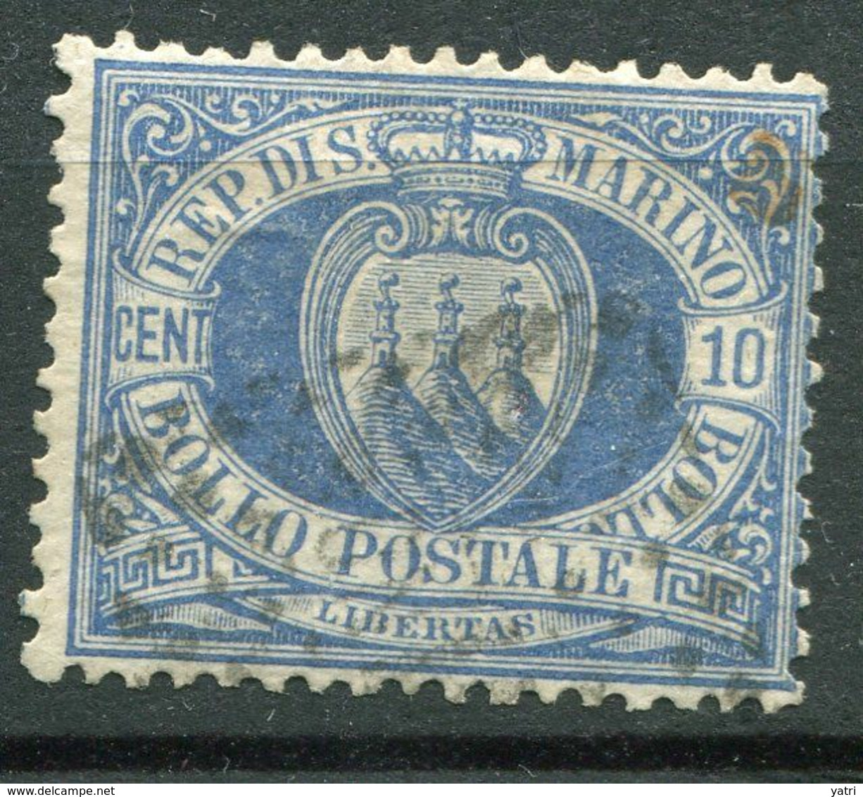 Repubblica Di San Marino - 1877 - 10 Centesimi Sass. 3 (o) - Usados