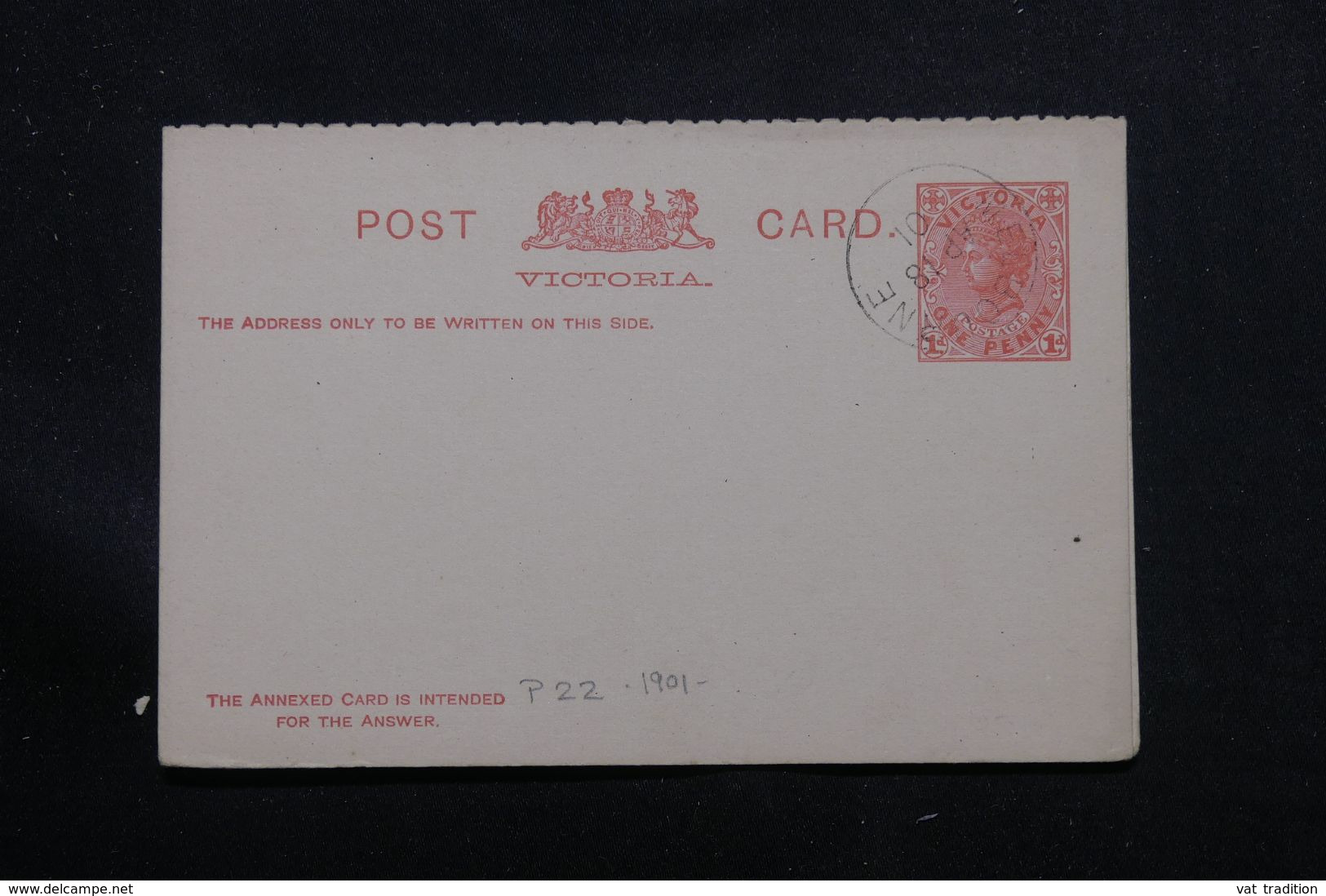 AUSTRALIE / VICTORIA - Entier Postal Avec Réponse Avec Oblitération De Melbourne En 1901, Non Circulé - L 71429 - Lettres & Documents