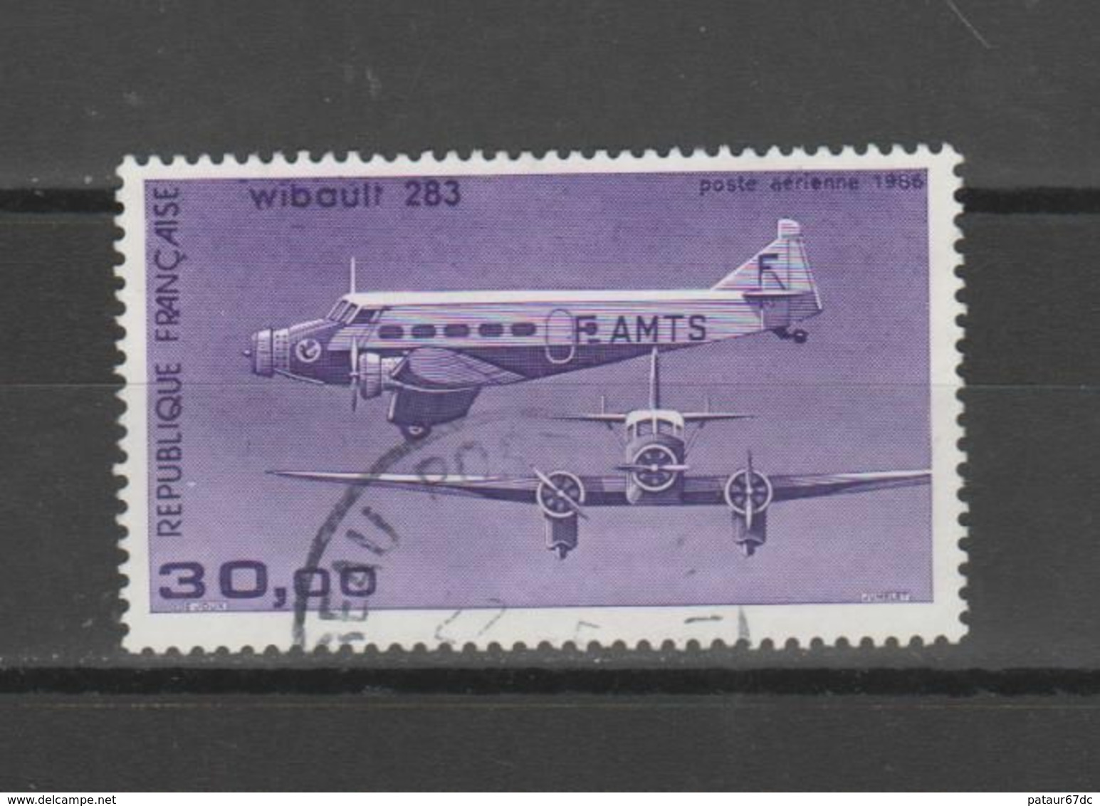 FRANCE / 1986 / Y&T PA N° 59b : Wibault 283 (papier Couché) - Choisi - Cachet Rond - 1960-.... Used