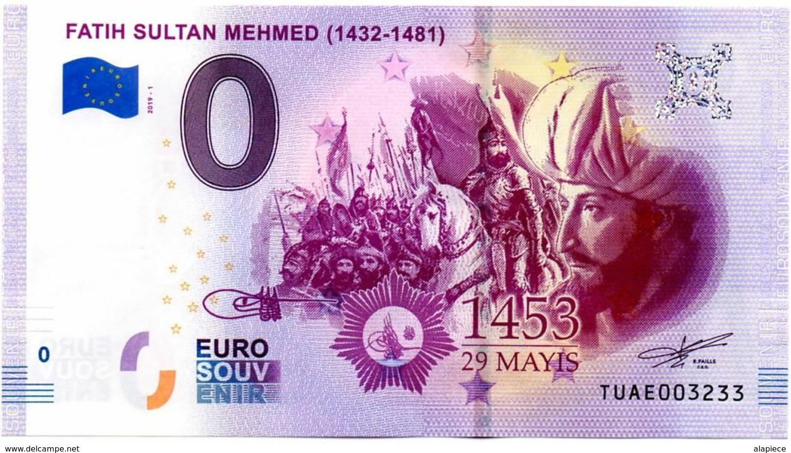 Billet Touristique - Turquie - 0 Euro - Fatih Sultan Mehmed (1432-1481) -(2019-1) - Essais Privés / Non-officiels