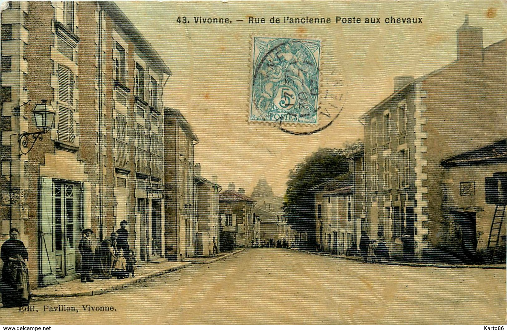 Vivonne * Rue De L'ancienne Poste Aux Chevaux * Cpa Toilée Colorisée - Vivonne