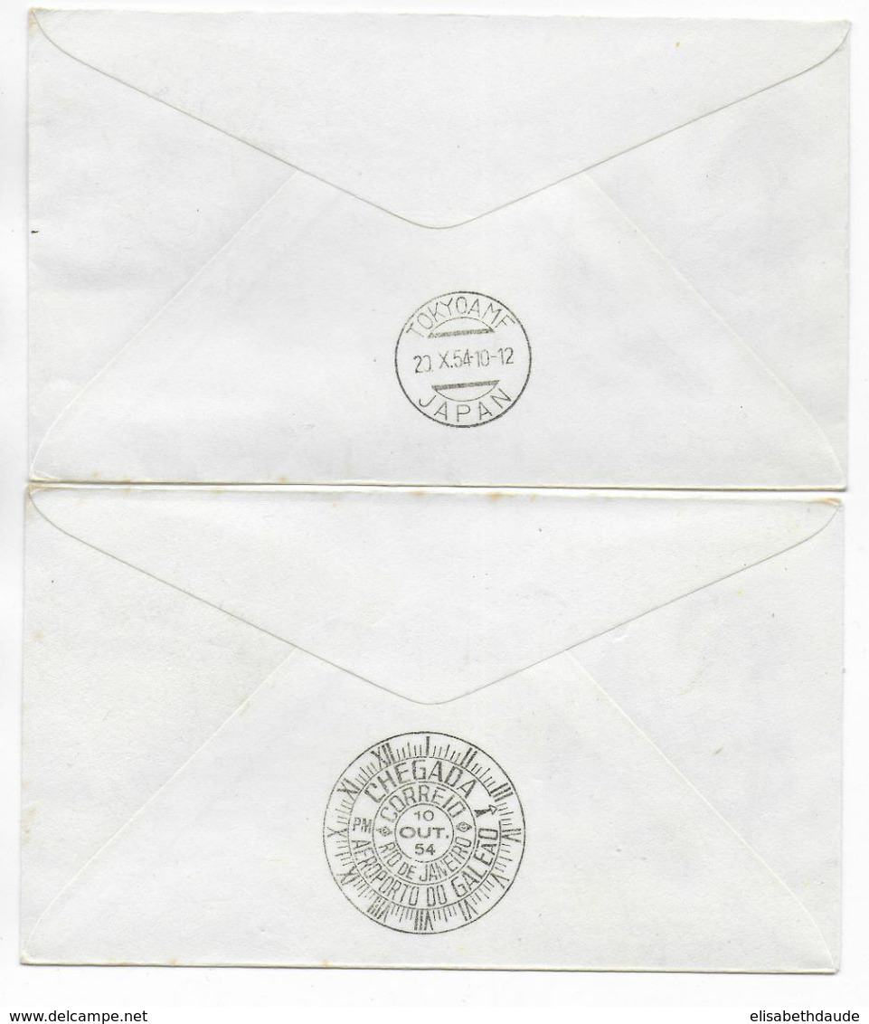 1954 - JAPON - ENVELOPPE 1° LIAISON AERIENNE JAPAN AIRLINE TOKYO => RIO DE JANEIRO (BRESIL) - ALLER ET RETOUR ! - Luftpost