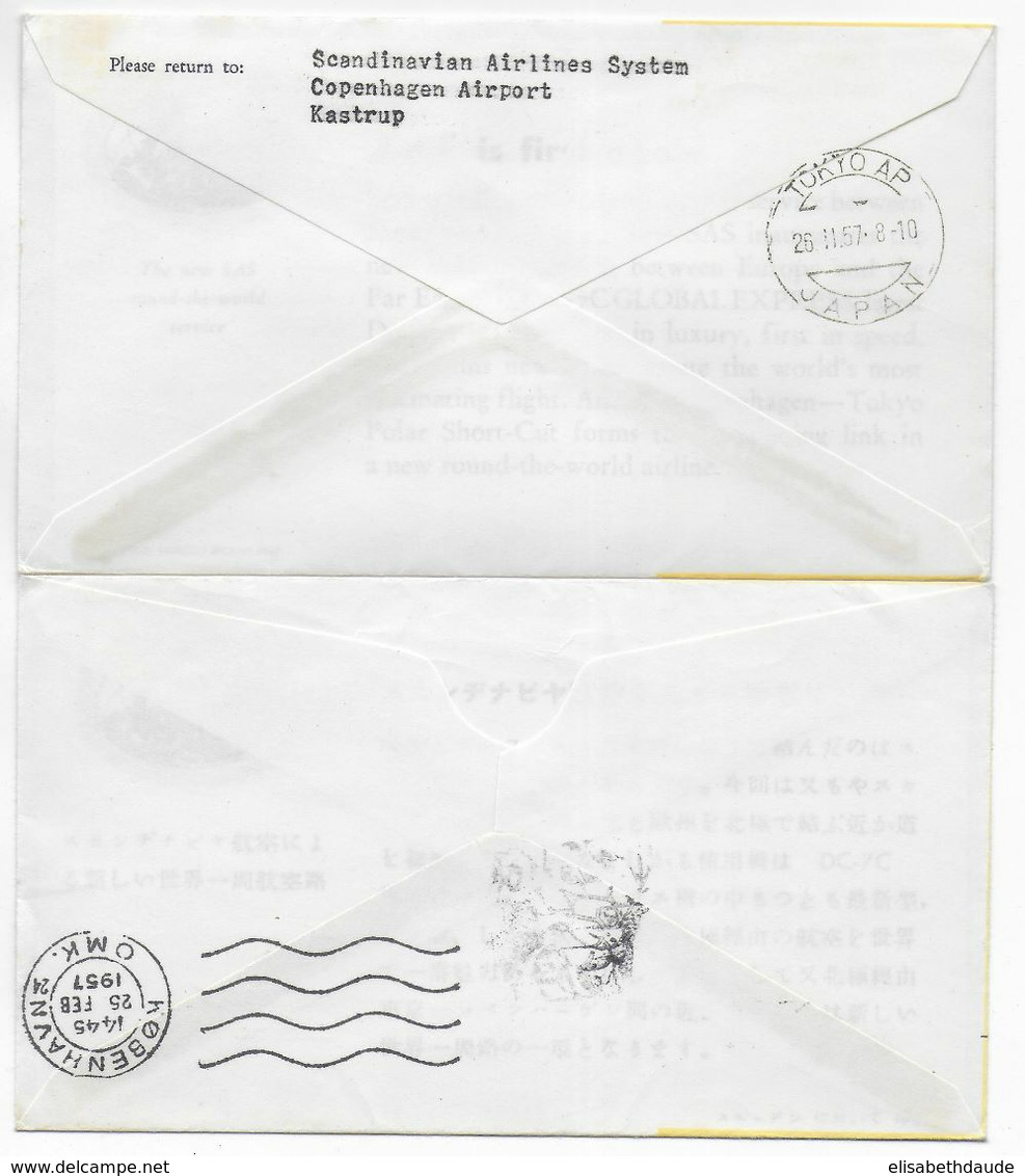 1957 - JAPON / DANMARK - ENVELOPPE 1° LIAISON AERIENNE SAS TOKIO => COPENHAGUE - ALLER ET RETOUR ! - Covers & Documents