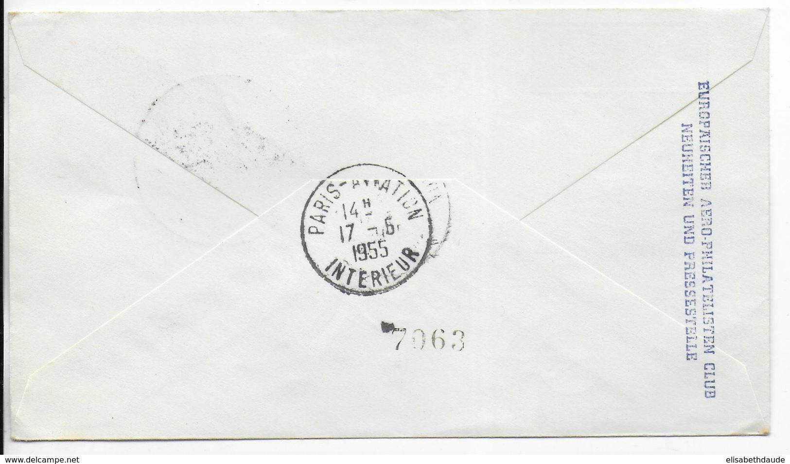 1955 - BRD - ENVELOPPE 1° LIAISON AERIENNE LUFTHANSA De HAMBURG => PARIS - Premiers Vols