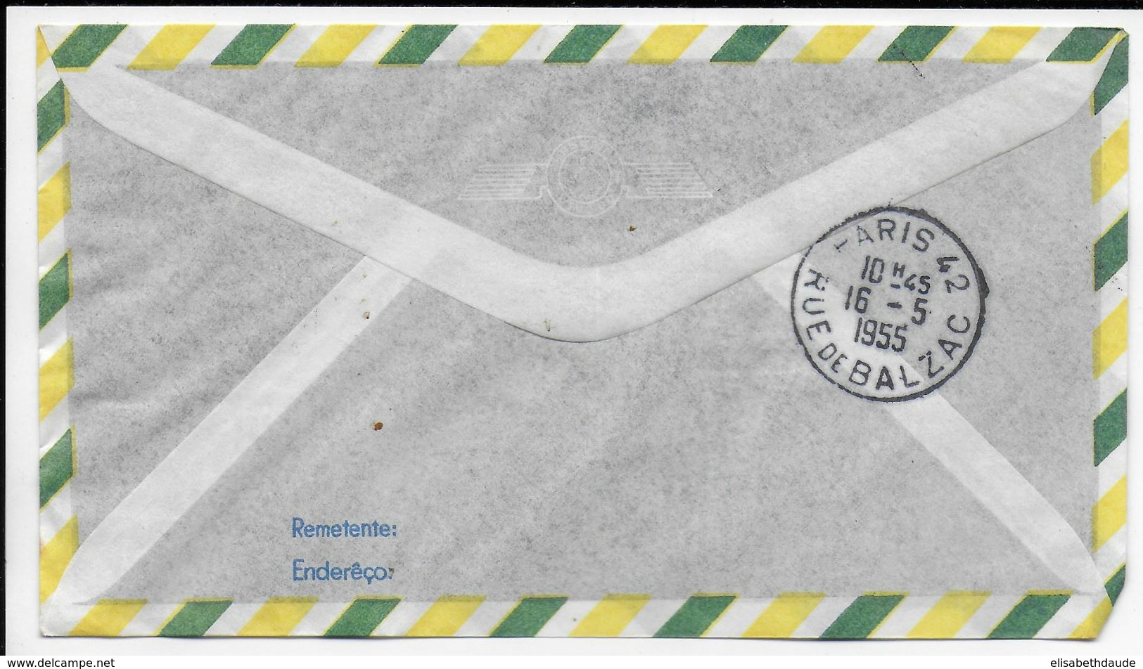 1955 - ENVELOPPE COMMEMORATION De La 1° TRAVERSEE De L'ATLANTIQUE SUD Par MERMOZ ! BRESIL => PARIS AIR FRANCE - Poste Aérienne