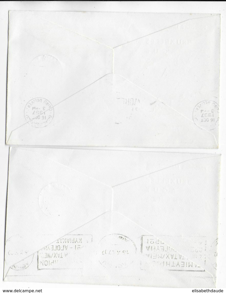 1957 - TCHECOSLOVAQUIE - ENVELOPPES SABENA 1° VOL De PRAGUE => ATHENES => LE CAIRE - Airmail