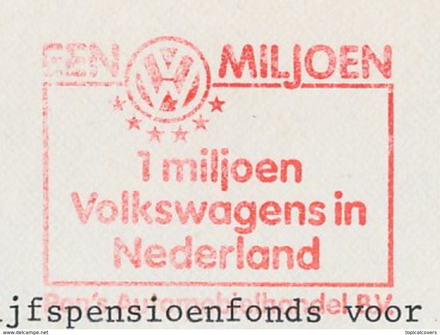 Meter Cover Front Netherlands 1980 One Million Volkswagens In The Netherlands - Voitures