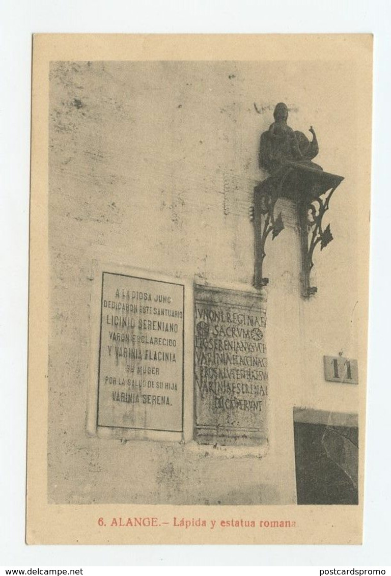 ALANGE, Badajoz - Lápida Y Estatua Romana  ( 2 Scans ) - Badajoz