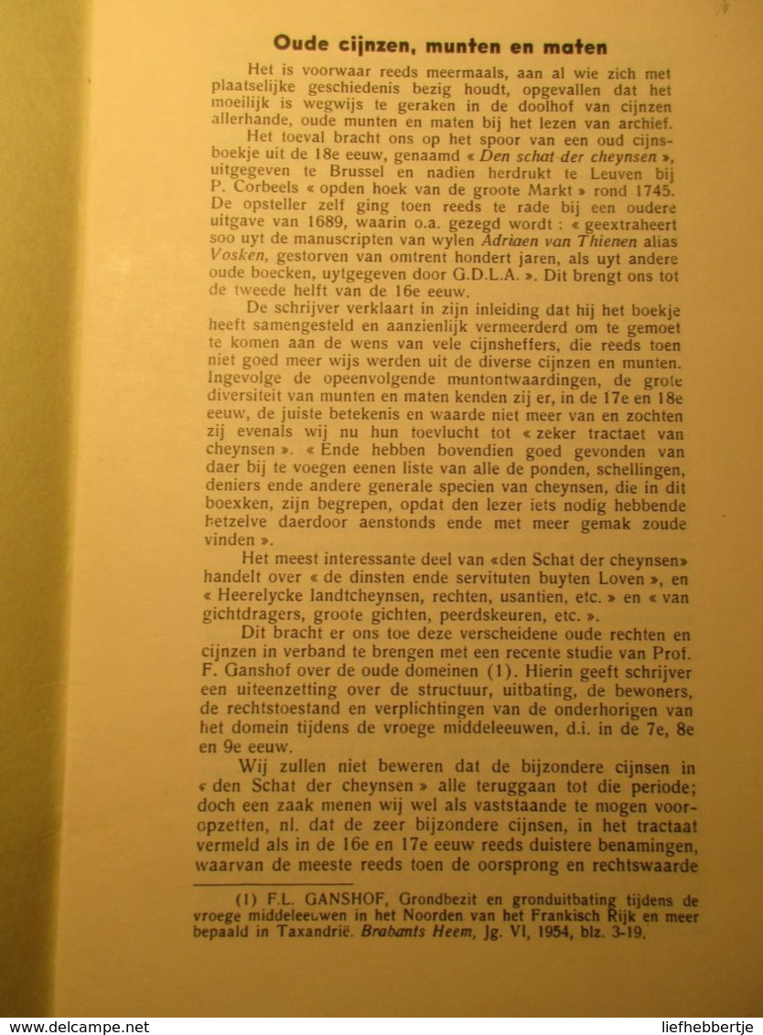 Oude Cijnzen Munten En Maten  -  Genealogie - Lokale Geschiedenis - Numismatiek  - Door J. Verbesselt - History