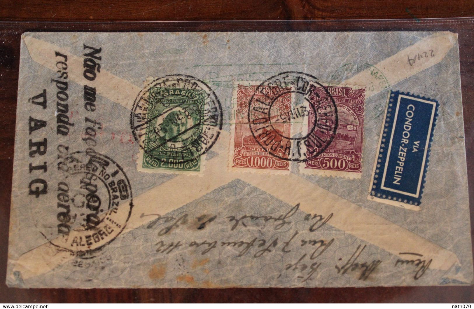 Brasil 1933 Zeppelin Via Condor BAGE Lötzen Giżycko Cover Air Mail Varig Mit Luftpost Befördert Königsberg Flugpost MP - Zeppelines