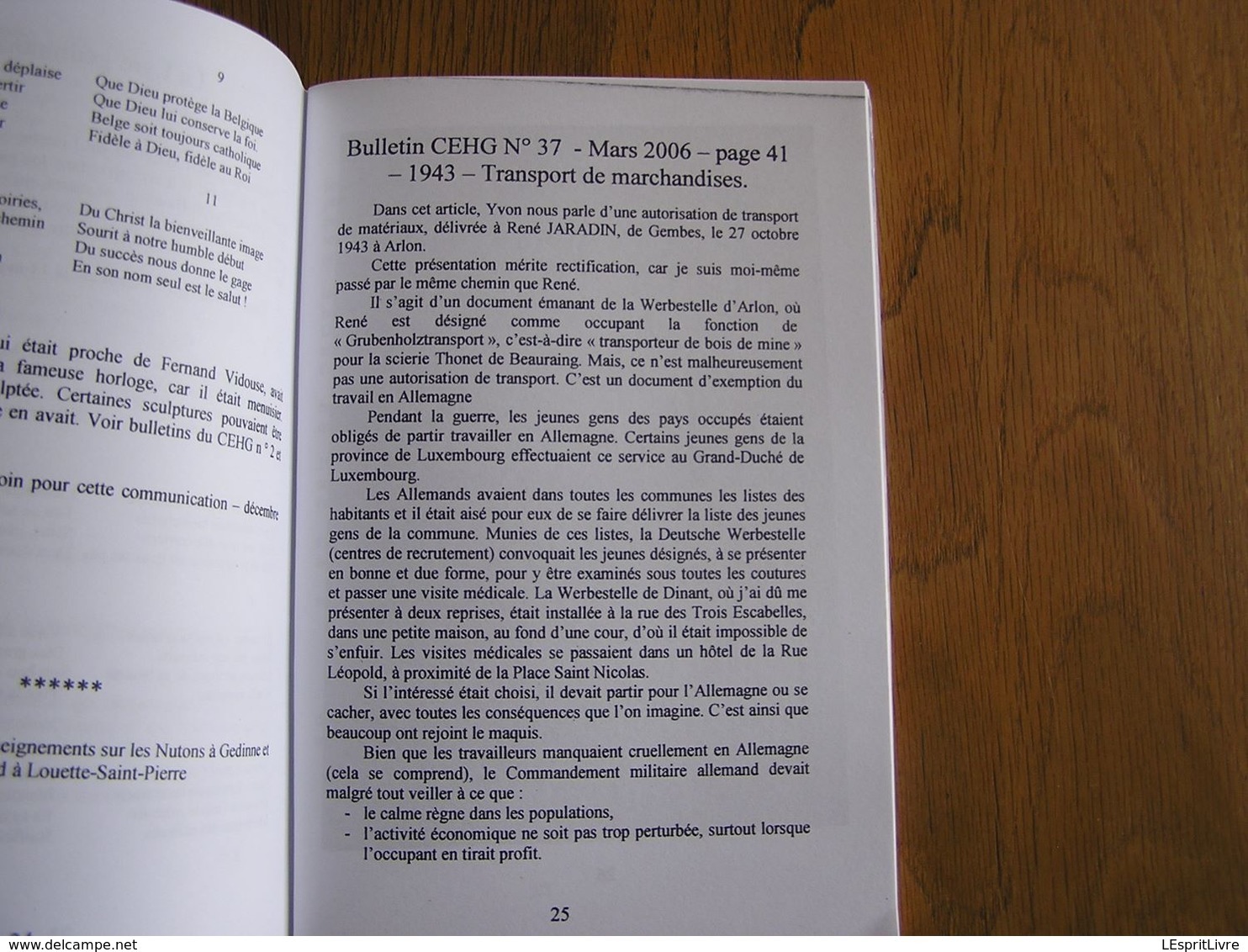 Bulletin CEHG N° 40 Gedinne Régionalisme Wallon Semoy Baronville Tholomé Sorendal Graide Louette Moto AMC Guerre 40 45