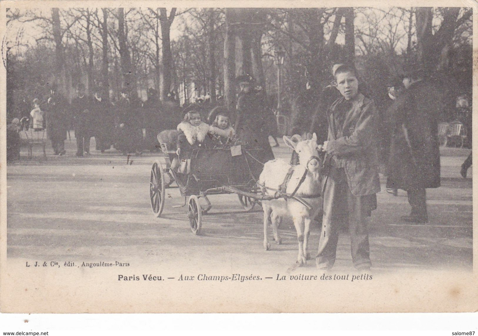 Cpa PARIS VECU AUX CHAMPS ELYSEES LA VOITURE DES TOUT PETITS 1904 - Champs-Elysées