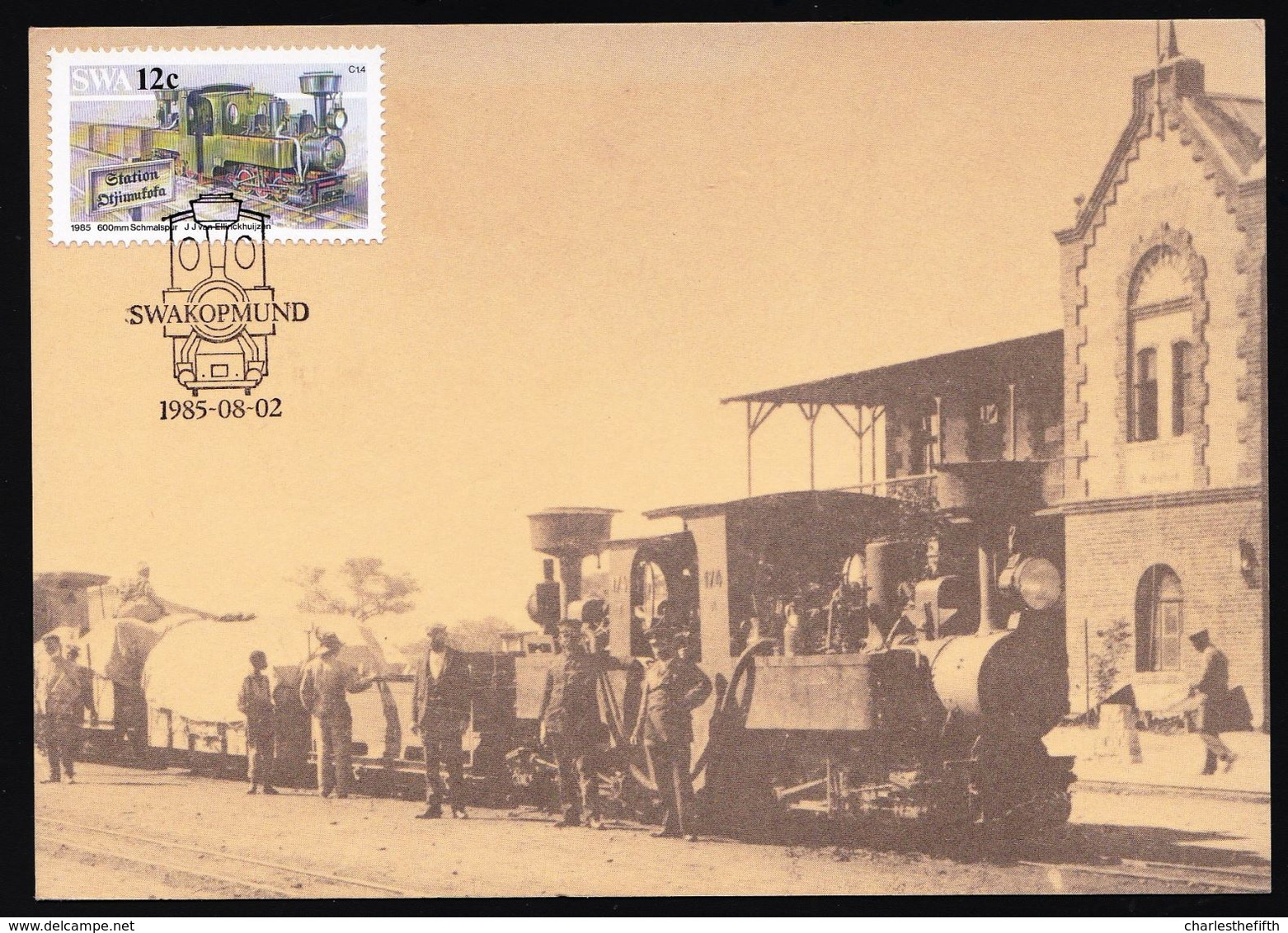 SOUTH WEST AFRICA - NAMIBIE - SOUTH AFRICA - SWAKOPMUND MAXIMUM CARD 1985 - LOCOMOTIVE - Brieven En Documenten