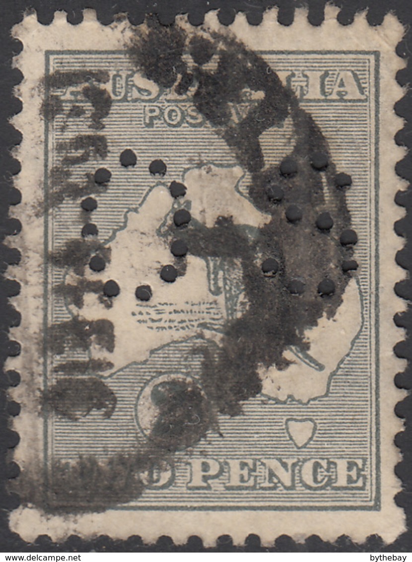 Australia 1915-24 Used Sc #45 SG #O43 2p Kangaroo And Map Die I Small OS Puncture - Servizio