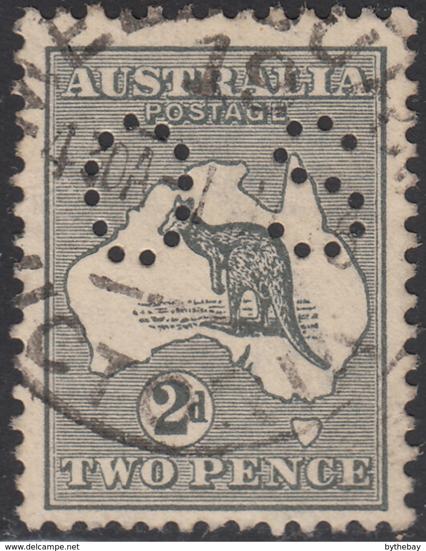 Australia 1915-24 Used Sc #45 SG #O43 2p Kangaroo And Map Die I Small OS Puncture - Service
