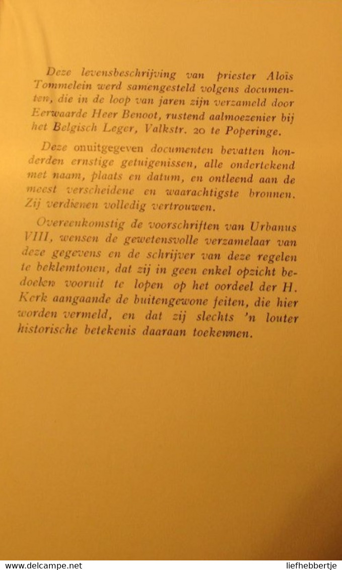 Een Volgeling Van De Pastoor Van Ars - Priester Tommelein In Vlaanderen - Noordschote Kanegem Oekene - Histoire