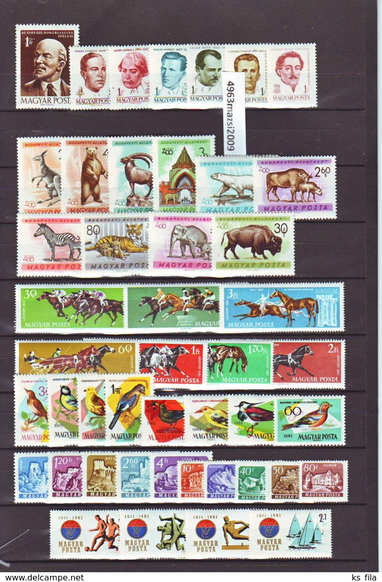 HUNGARY 1961 Full Year 89 Stamps + 1 S/s - MNH - Full Years