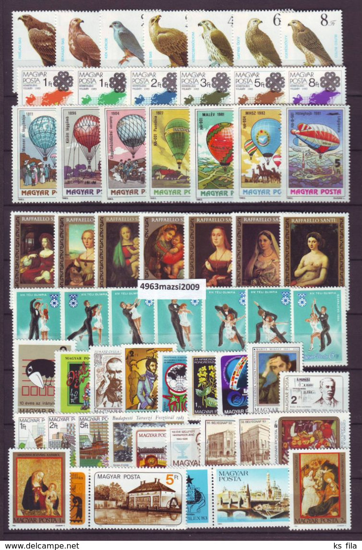 HUNGARY 1983 Full Year 56 Stamps + 8 S/s - MNH - Annate Complete