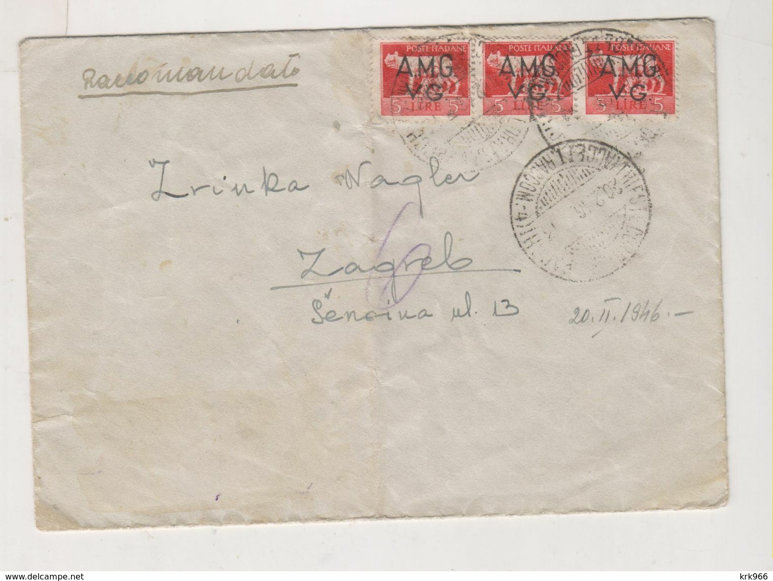 ITALY TRIESTE 1946 AMG-VG Nice Cover To Yugoslavia - Poststempel