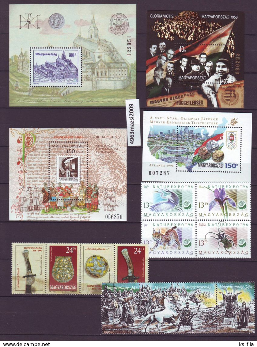 HUNGARY 1996 Full Year 50 Stamps + 4 S/s - MNH - Volledig Jaar