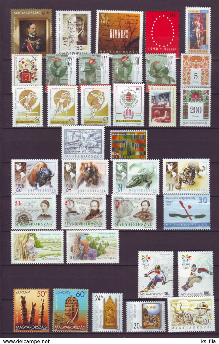 HUNGARY 1998 Full Year 44 Stamps + 3 S/s - MNH - Full Years