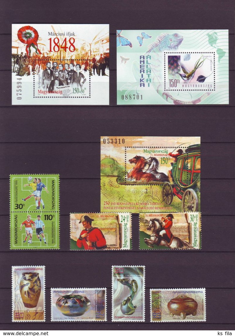 HUNGARY 1998 Full Year 44 Stamps + 3 S/s - MNH - Full Years