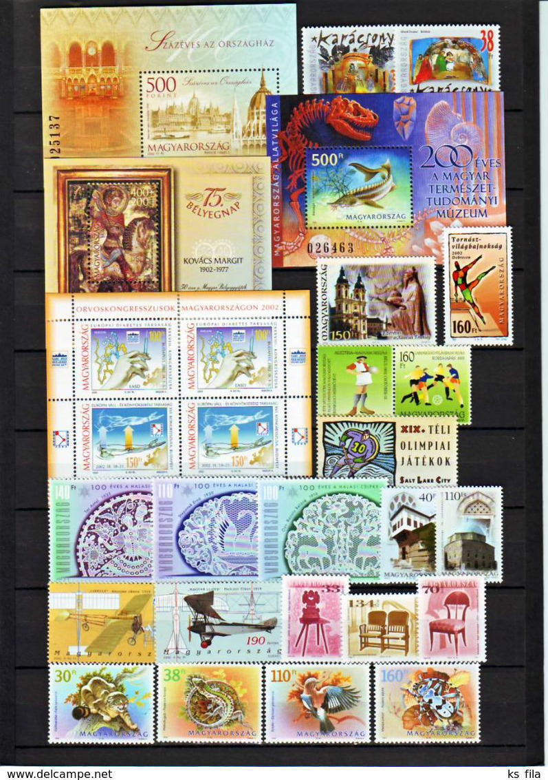 HUNGARY 2002 Full Year 33 Stamps + 10 S/s - MNH - Full Years