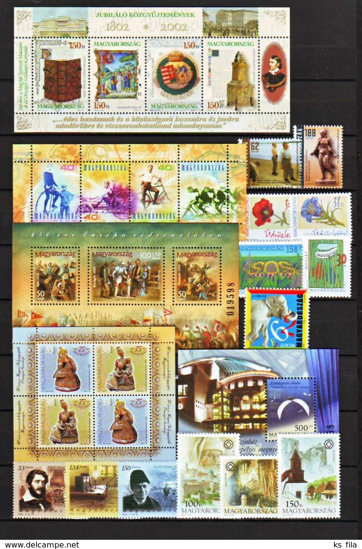 HUNGARY 2002 Full Year 33 Stamps + 10 S/s - MNH - Full Years