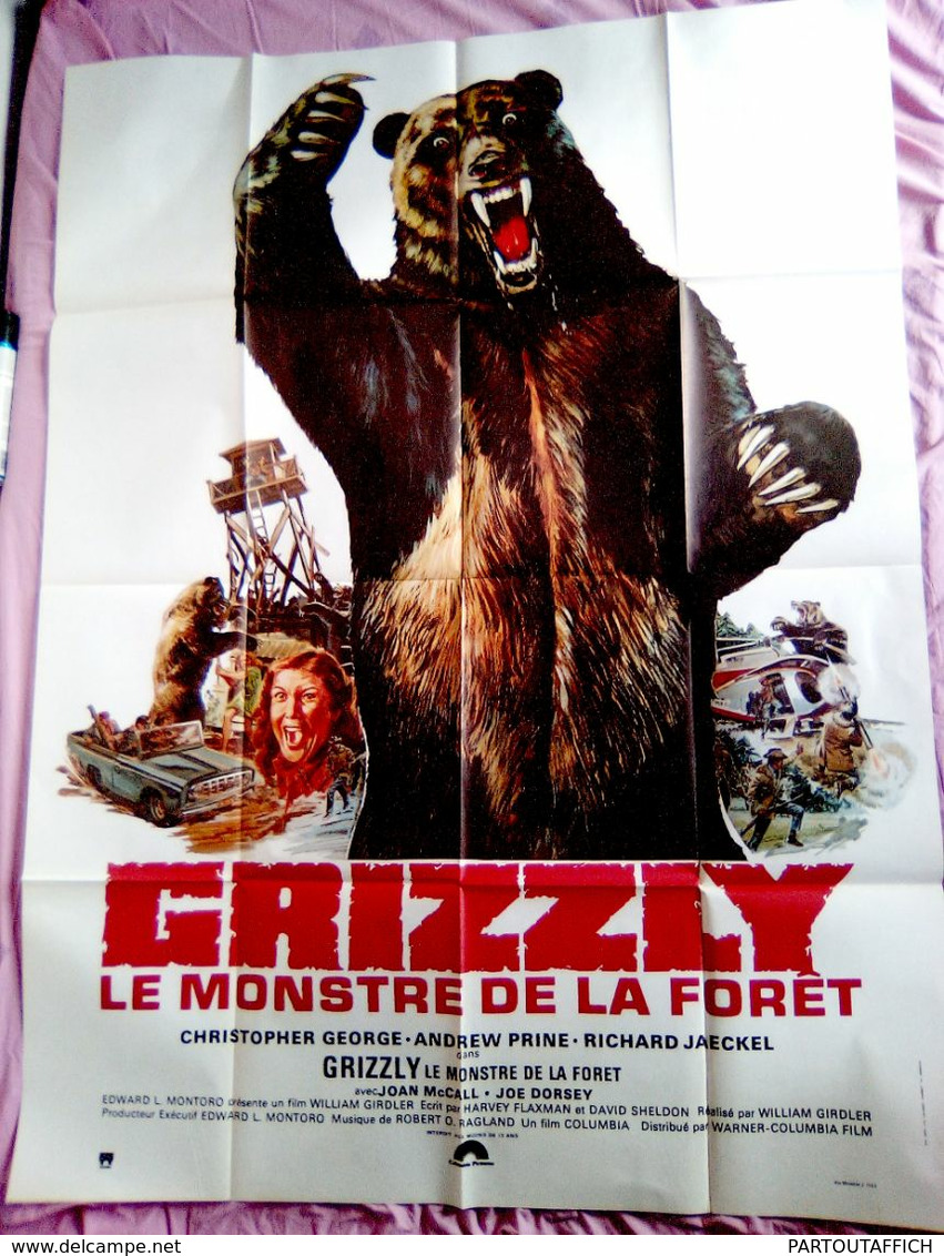 Aff Ciné Orig GRIZZLY MONSTRE DE LA FORET (1976) 120X160 CHRISTOPHER GEORGE - Affiches & Posters