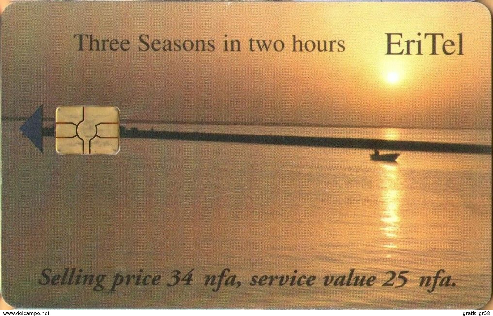 Erithrea - Eritel, ER-ERI-0011, Three Seasons In Two Hours - The Lake (New Logo), 25 Nfk, Used - Eritrea