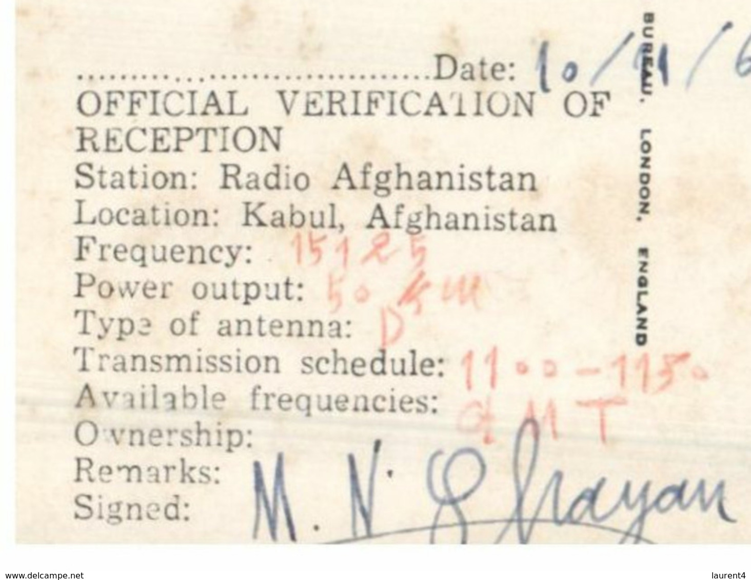 (M 15) Afghanistan - Youg Afghan Girl - Posted New Zealand No Stamp (Radio Station ?) - Afghanistan