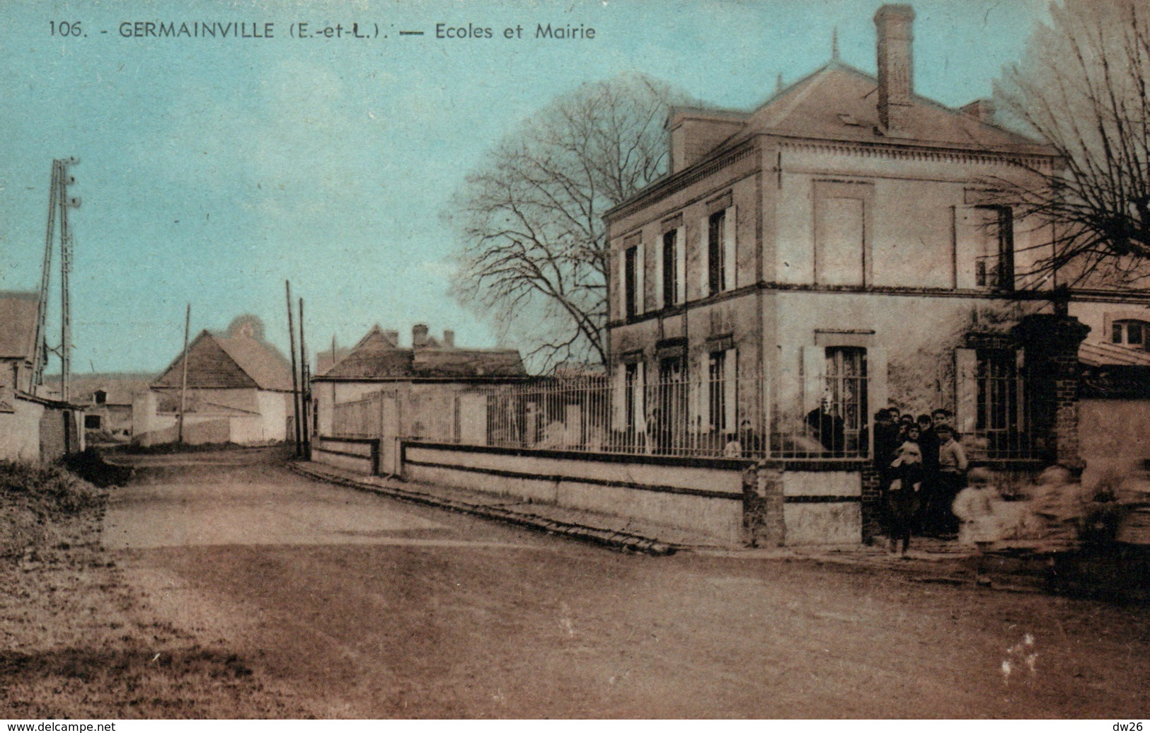 Germainville (Eure-et-Loir) Ecoles Et Mairie - Edition M. Aube - Carte Colorisée N° 106 Non Circulée - Other & Unclassified