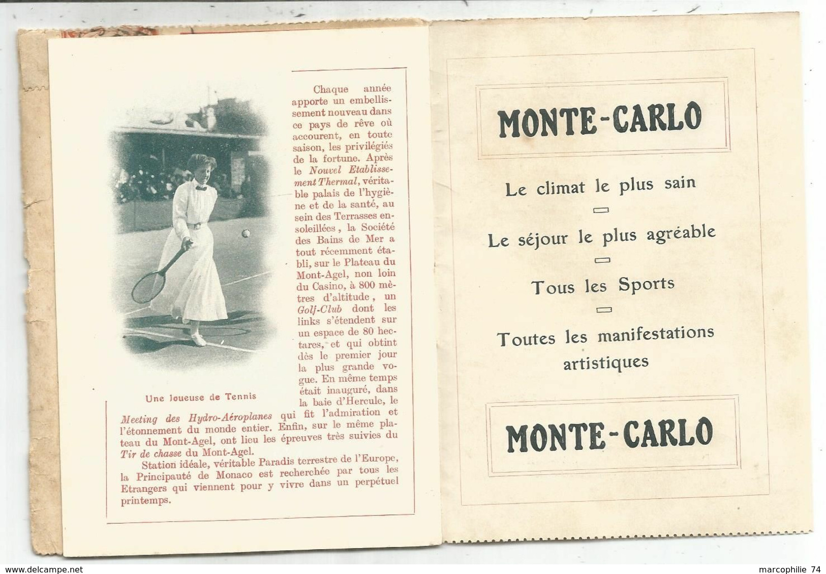 CARTE LETTRE DEPLIANT MONACO MONTE CARLO + UNE JOUEUSE DE TENNIS - Monte-Carlo